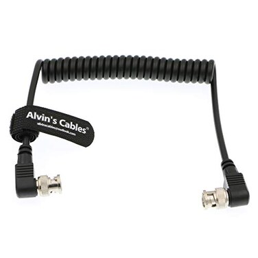 Alvin's Cables BNC to BNC Coiled Cable 3G SDI Cable Right Angle BNC to Right Angle BNC for Blackmagic