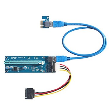 Kingwin PCIe Riser Card Adapter 1x to 16x with 4-Pin Molex PowerSATA Cable, USB 3.0 GPU Extension Cable for Mining Rig, Bitcoin, Ethereum, ETH, Crypto GPU Miner ,Latest Version