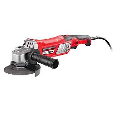 Powerbuilt 5-Inch Variable Speed Angle Grinder, 10 Amp Motor, 6-Speed Control, Lock-On Trigger, Includes Wheel, Side Handle, WrenchSpare Brushes - 240079