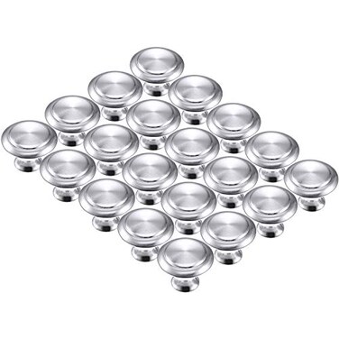 Bememo 30 Pack Kitchen Cabinet Knobs - Round Silver Drawer, DresserCabinet Pull Handles, Durable Hardware for Kitchen, Bathroom, Furniture ,1.06 Inch