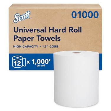 Scott Professional Hard Roll Paper Towels, Bulk, 12 Rolls x 1000' ,01000