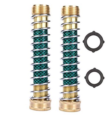 ZKZX Garden Hose Coiled spring Protector with Solid Brass Faucet Hoses coupling Adapter Extension 2Pcs ,2pieces