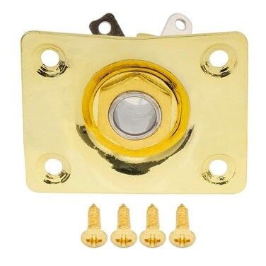 Musiclily Basic 6.35mm Rectangle Guitar Loaded Jack Socket Plate Gold