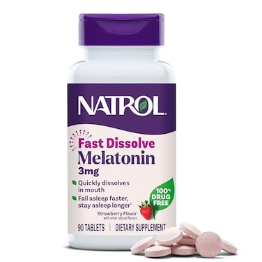 Natrol Melatonin 3 mg Fast Dissolve Tablets, Strawberry, 90 Count