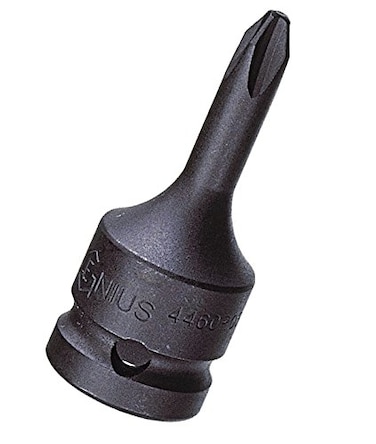 Genius Tools 3476R02-3/8" Drive Ph.2 Phillips Impact Bit Socket, 76mm Length, Cr-Mo Steel