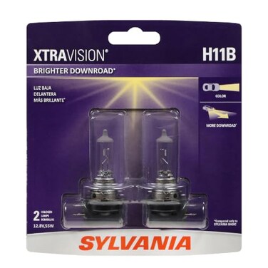 SYLVANIA H11B XtraVision Halogen Headlight Bulb, High or Low Beam, 2 Bulbs