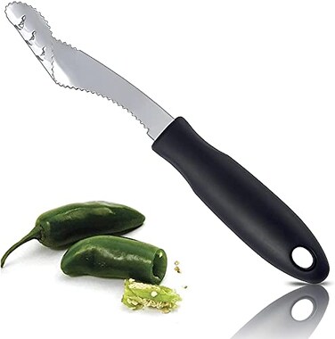 FIOTOK Jalapeno Corer Tool with Serrated Slice and Rubber Handle