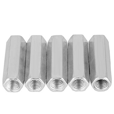 Hilitand 5pcs Long Rod Nut Carbon Steel Hex Coupling Nuts Hexagonal Sleeve Nut M10 Threaded Fasteners ,M10x50