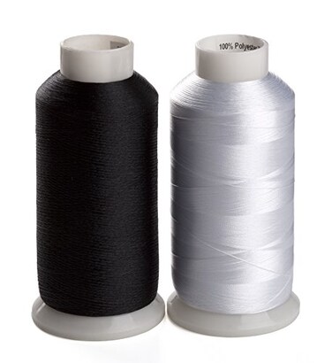 Simthread 2 Huge Spools Bobbin Thread 60WT Black and White 5500 Yards Each