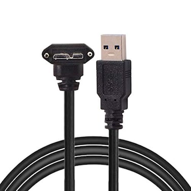 cablecc 1.2m 90 Degree Up Angled Micro USB Screw Mount to 3.0 Data Cable for Industrial Camera