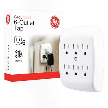 GE Outlet Extender, 6 Outlet Multi Plug Wall Power Splitter