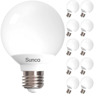 Sunco Lighting Sunco 10 Pack G25 LED Light Bulb, Globe, Vanity Bathroom Mirror, 6W=40W