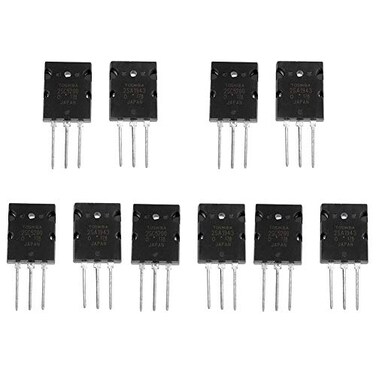 Fdit 2SC5200 Audio Power Transistor Pair, High Power Matched Output Replacement for Amplifier Repair Silicon Black 5 Pairs 10Pcs 2SA1943 and 2SC5200 Complementary Set