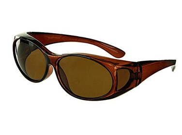LensCovers Small Polarized Fit Over Sunglasses, Brown, Brown Lens