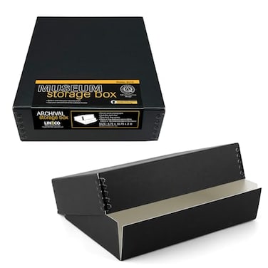 Lineco Drop Front Archival Storage Box, 8.75x10.75x3 in, Black, 2 Pack