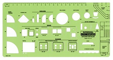 Rapidesign Kitchen Detailer Template with 1/2 Inch Scale, 1 Each ,R719