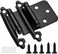 Decobasics 1/2" Overlay Matte Black Cabinet Hinges 50 Pack ,25 PairSelf Closing BathKitchen Cabinet Hinges Black Flush Mount w/Door BumpersUpgraded Screws
