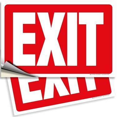 iSYFIX Exit Signs Stickers, 10x7 Inch, 2 Pack, Sticker Red