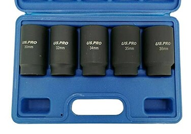 US Pro 5pc Impact Socket Set - Thin Wall, 12 Point, 30 32 34 35 36mm Hub Nut Sockets B1431