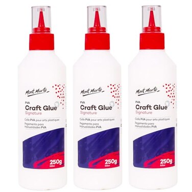 Mont Marte PVA Glue Craft Glue, Fine Tip 250g-3 Pack