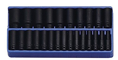 Genius Tools 24 Piece 1/2" Dr. 6-Point Metric Deep Impact Socket Set 8mm-36mm ,CR-Mo- DI-424M ,Old PartDI-425M