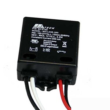 Magtech 350mA Constant Current LED Driver&ldquo; 3 Watt, Input 100-277V AC, Output 4-12V DCUL Certified Replacement for AC Lighting Systems, Compact LED Driver Replacement Module