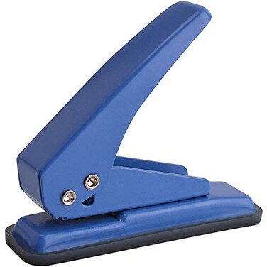 MROCO Single Hole Punch 1/4", 20 Sheet Punch Capacity, Non-Skid Base, Blue