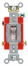 Leviton 20-Amp, 120 Volt, Toggle Pilot Light, Illuminated On, Req. Neutral Single-Pole AC Quiet Switch, Extra Heavy Duty Grade, Self Grounding, 1221-PLC, Clear