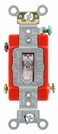 Leviton 20-Amp, 120 Volt, Toggle Pilot Light, Illuminated On, Req. Neutral Single-Pole AC Quiet Switch, Extra Heavy Duty Grade, Self Grounding, 1221-PLC, Clear