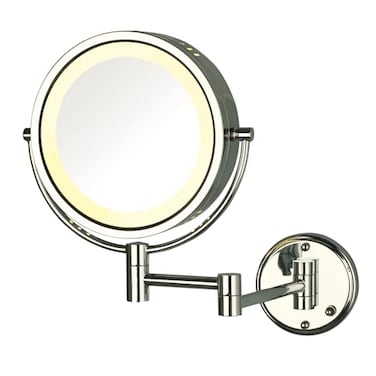 JERDON Hardwired Wall-Mount Makeup Mirror - 8X/1X - Chrome - HL75CD