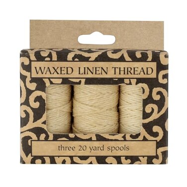 Lineco Waxed Genuine Linen Thread, 20 Yards, Pack of 3 Spools, Natural