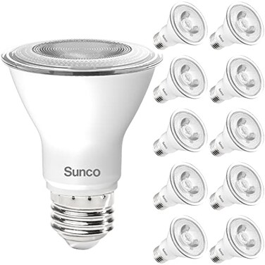 Sunco Lighting Sunco 10 Pack PAR20 LED Bulb, Flood Light, E26, 7W=50W, Track Lighting