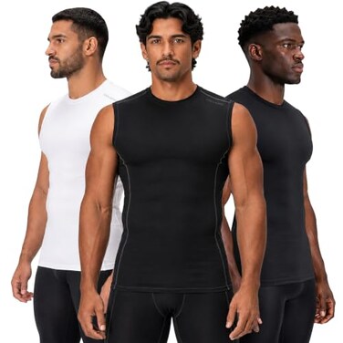 DEVOPS 3 Pack Men's Compression Shirts Sleeveless Tank Top Baselayer