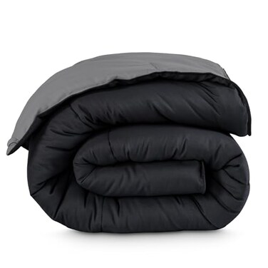 Bare Home Reversible Comforter ,King, Black/Grey