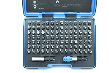 TEMO 100p Screwdriver Insert Bit Set w 2 Quick Chuck, Impact S2 Steel