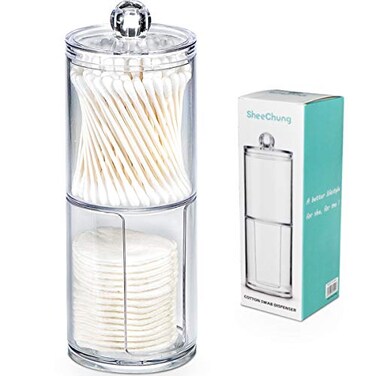 SheeChung 2 Pack Acrylic Stackable Cotton Round Holder with 10oz12oz