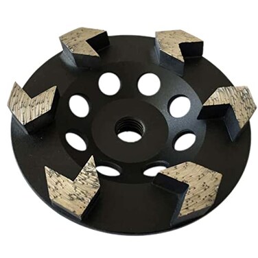 EDiamondTools 4.5" Diamond Grinding Wheel 6 Arrow Seg for ConcreteCoating 5/8"-11