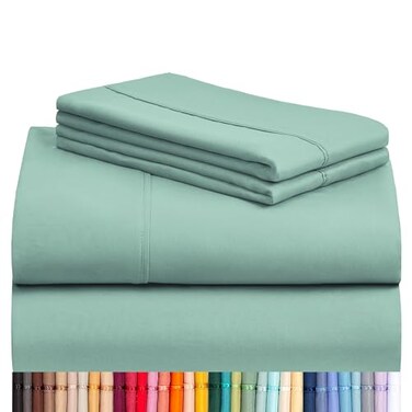 LuxClub Cal King Size Sheets Set, CoolingSoft Deep Pocket Bed Sheets, 4PC