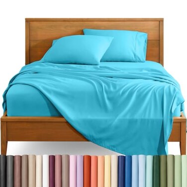Bare Home Split King Sheet Set - 1800 Ultra-Soft ,Split King, Aqua