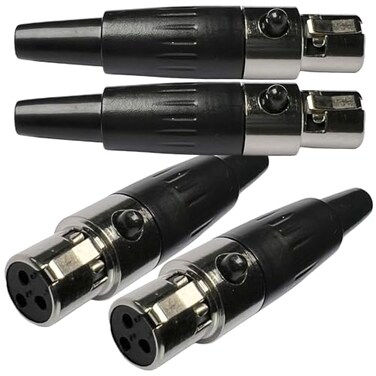 CESS 3-Pin Mini XLR Female Cable Connector, 4 Pack