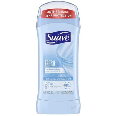 Suave Deodorant 2.6 Ounce 24Hr Fresh Invisible Solid ,76ml,2 Pack