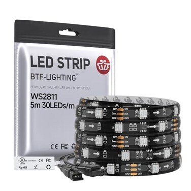 BTF-LIGHTING WS2811 Addressable RGB LED Strip 16.4FT 150LED DC12V IP65