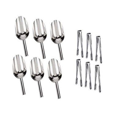 Xiboya textile Sweet Candy Buffet Ice TongsScoops ,Silver-6 set