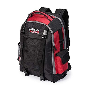 Lincoln Electric Welders All-in-One BackpackTool, PPE and Electronics StorageAdjustable External Storage NetK3740-1, Black, Red, Grey