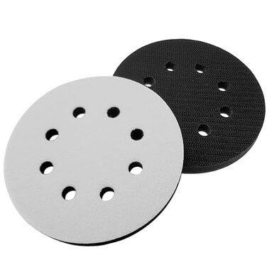 M-jump 2 Pack 5 Inch 8 Holes Sponge Cushion Buffer Orbital Sander Foam Pad Backing Pad - Hook and Loop Soft Interface Pads for Automobile Metal Polishing