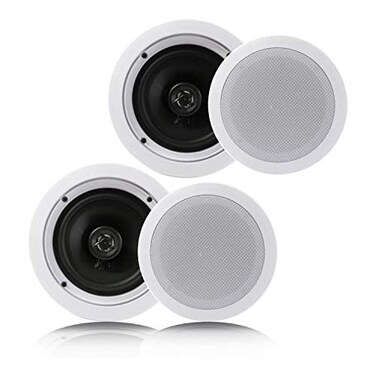 Pyle 4 Pairs 6.5" 200W in Ceiling Wall Speakers, PDIC1661RD, White, 1 Pair