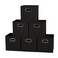 Household Essentials Foldable Fabric Storage Bins 6 Piece Set, Strong Poly-Woven Fabric, Sturdy Chipboard Sides, Grommet Front Handle, Stackable, Classic Design, Black