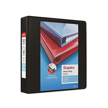 Staples Heavy-Duty 2-Inch 3-Ring View Binder, Black