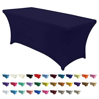 ABCCANOPY 6FT Spandex Table Cover, Stretch Fitted Tablecloth, Navy Blue