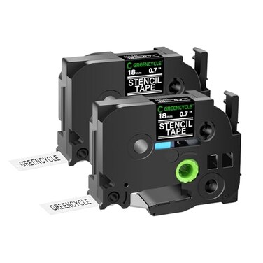 GREENCYCLE Compatible for Brother STE 141 3/4" ,18mmx 3m Mobile Solution Stencil Label Tape for PT-2730, PTD400, PTD400AD, PTD400VP, PT-D450, PTD600, PTP700, PTP710BT, Black on Clear,2 Pack